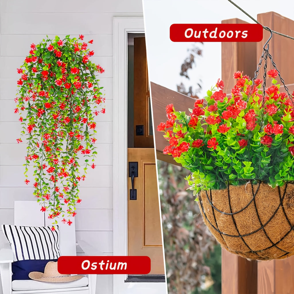 4pcs Lifelike UV-resistant Faux Eucalyptus Hanging Plant with Realistic Faux Green Vines - Perfect for Outdoor Decor Holiday Decor and Year-round Ambiance - Durable Plastic Construction Retro Style and Easy to Install