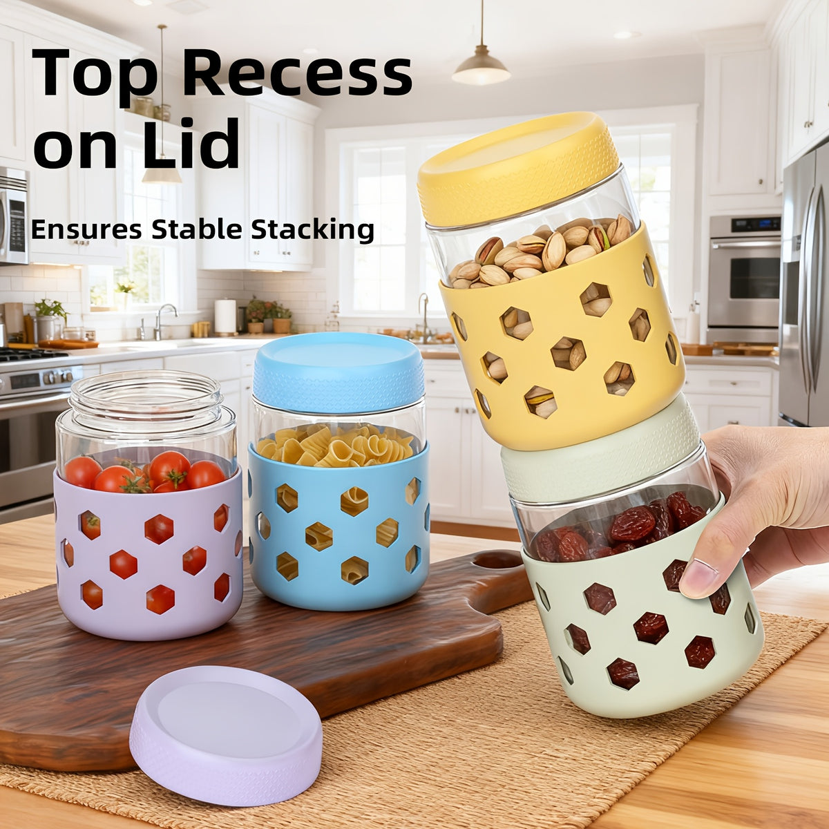 6-Pack 16oz Glass Mason Jars with Silicone Sleeves, Airtight Overnight Oats Containers with Lids, Dishwasher Safe Leak-Proof Meal Prep Jars for Chia Pudding, Yogurt, Snacks