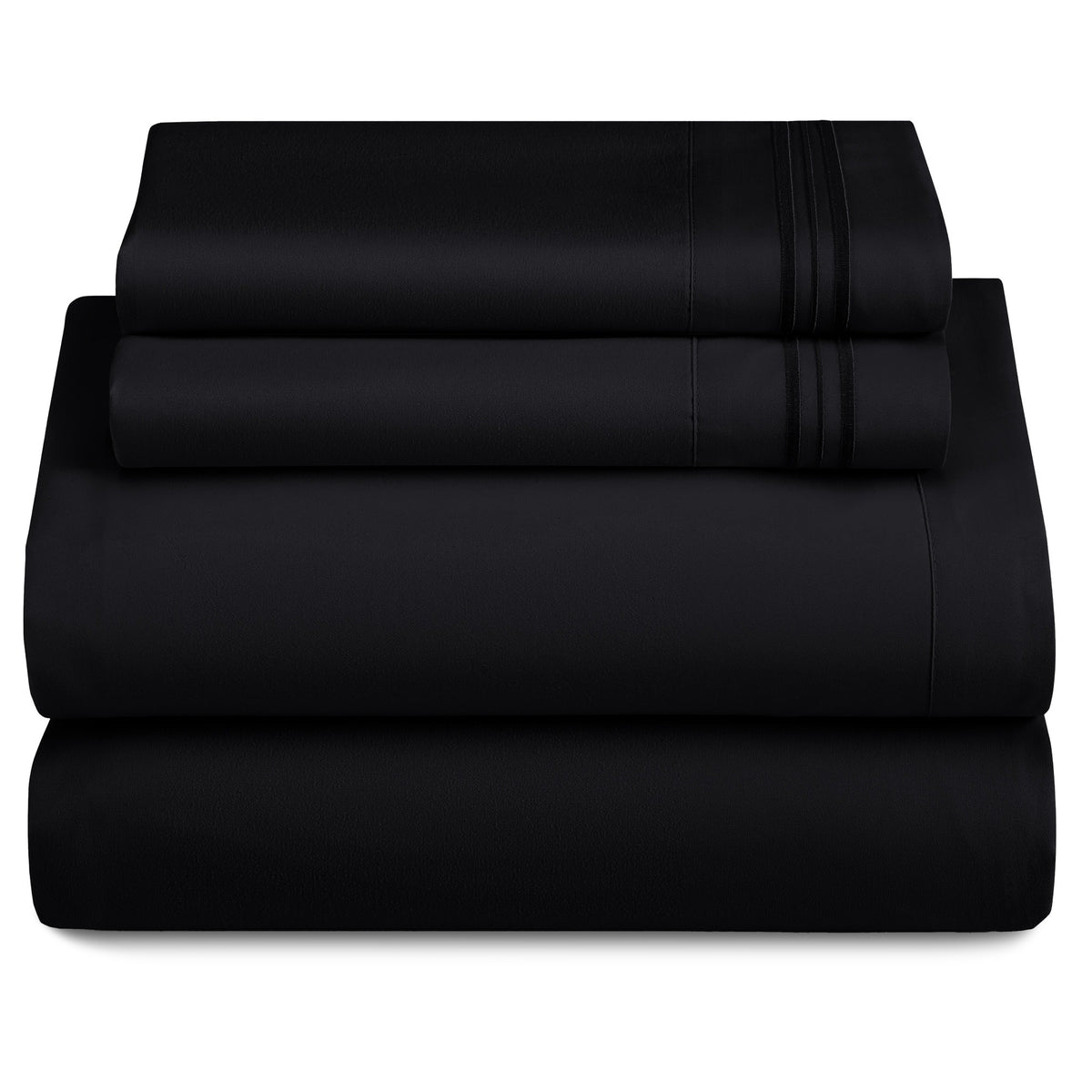 Lux Decor 4 Pieces Solid Bedsheets - 1800 Series Stylish Comfy Bedding Sheet Set - Hotel Luxury Skin Friendly Cooling Sheets & Embroidered Pillowcases Without Filler - Classic Collection With 16 Inches Deep Pocket Room decor - Shrinkage & Fade Resistant