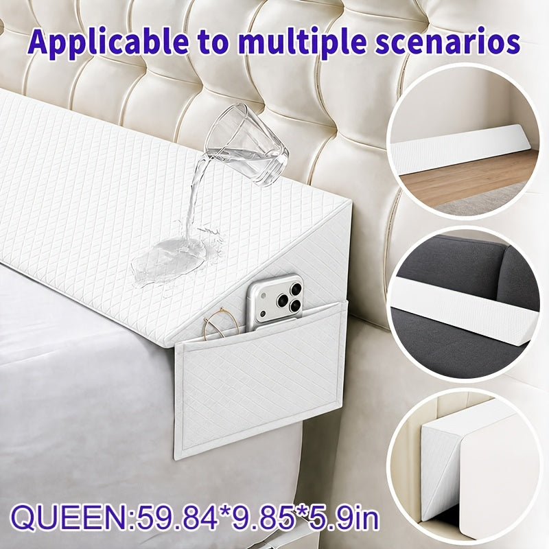 Mattress Gap Filler Pillow with Removable Cover, Triangular Headboard Bed Wedge in White or Grey for Twin, Full, Queen and King Bedrooms