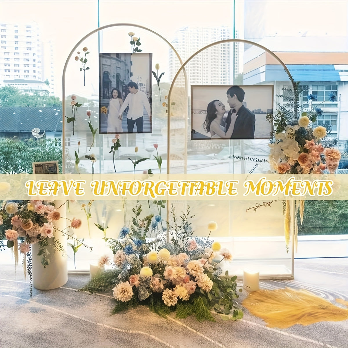 2pcs Heavy Duty Metal Wedding Arch Backdrop Set (7.2Ft And 6Ft) - Sturdy Frame with Golden Powder Coating, Easy to Assemble Balloon Flower Arch for Weddings, Birthdays, Eid And Ramadan Decorations - Indoor/Outdoor Party Decor, Halloween, Christmas