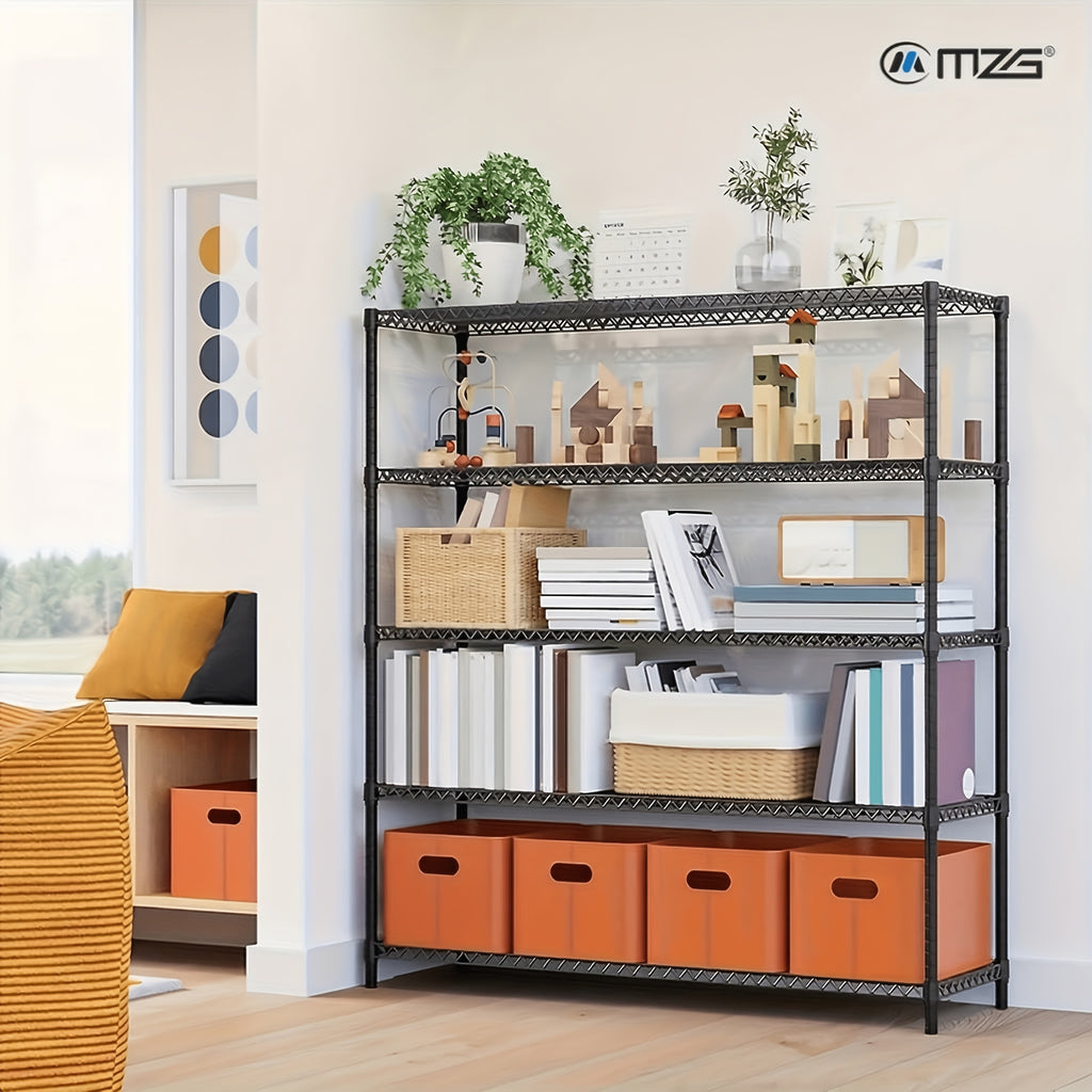 MZG 2000/1600/1000 Lbs 5/4/3 Tier Storage Shelving Steel Heavy Duty Multi-Tier Utility Shelving Unit Steel Organizer Wire Rack For Home, Kitchen, Office, Garage Standing Baker'S Racks, Room Decor Shoe Hat Organizer Bathroom Accessory Dresser Laundry