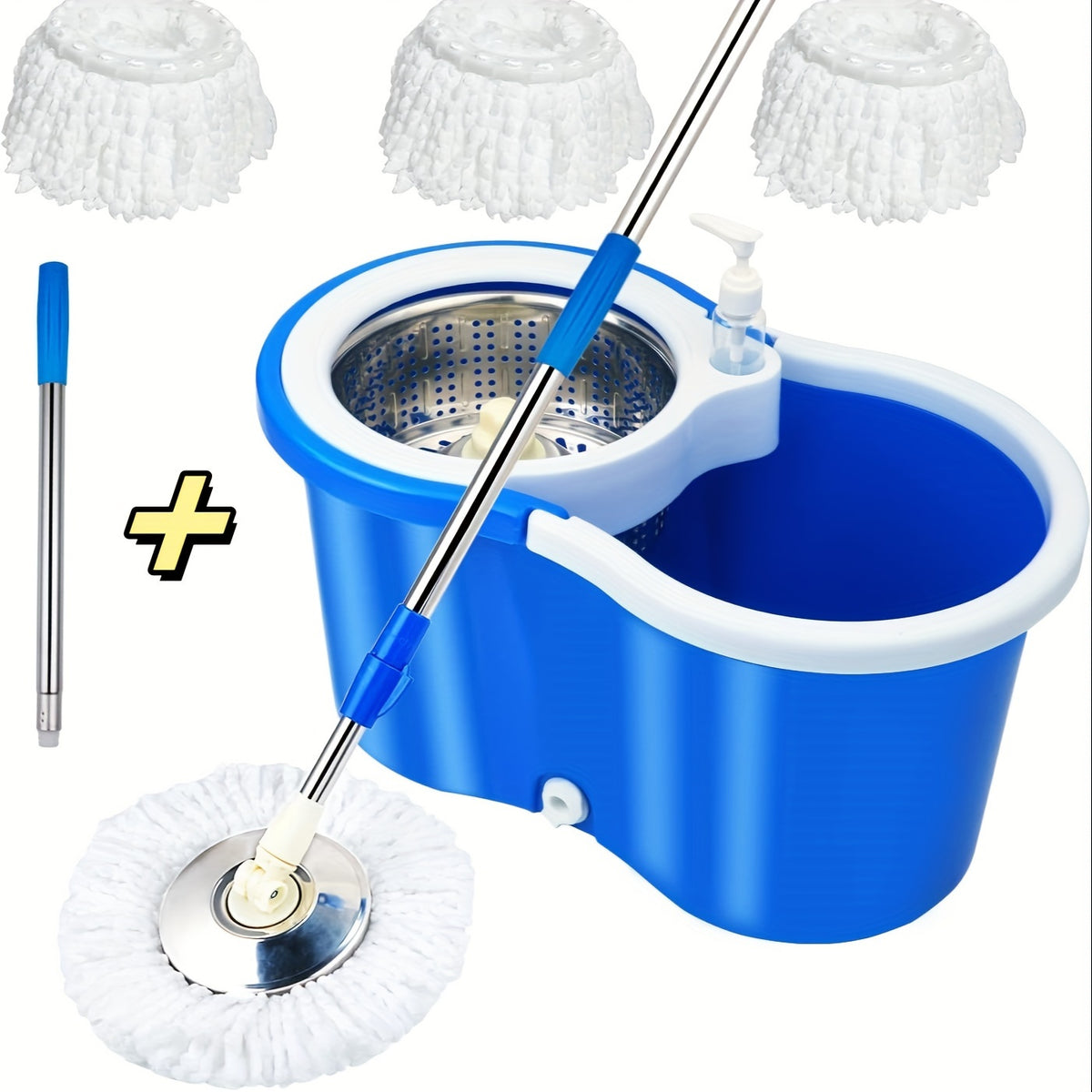 Mop Bucket Set, Spin Mop And Bucket And Wringer Set, Bathroom Mop Bucket, 360° Spin Mop Bucket System with 3 Microfiber Mop Replacement Heads And 61 Inch Adjustable Handle for Floor Cleaning, Holiday Cleaning, Christmas Cleaning