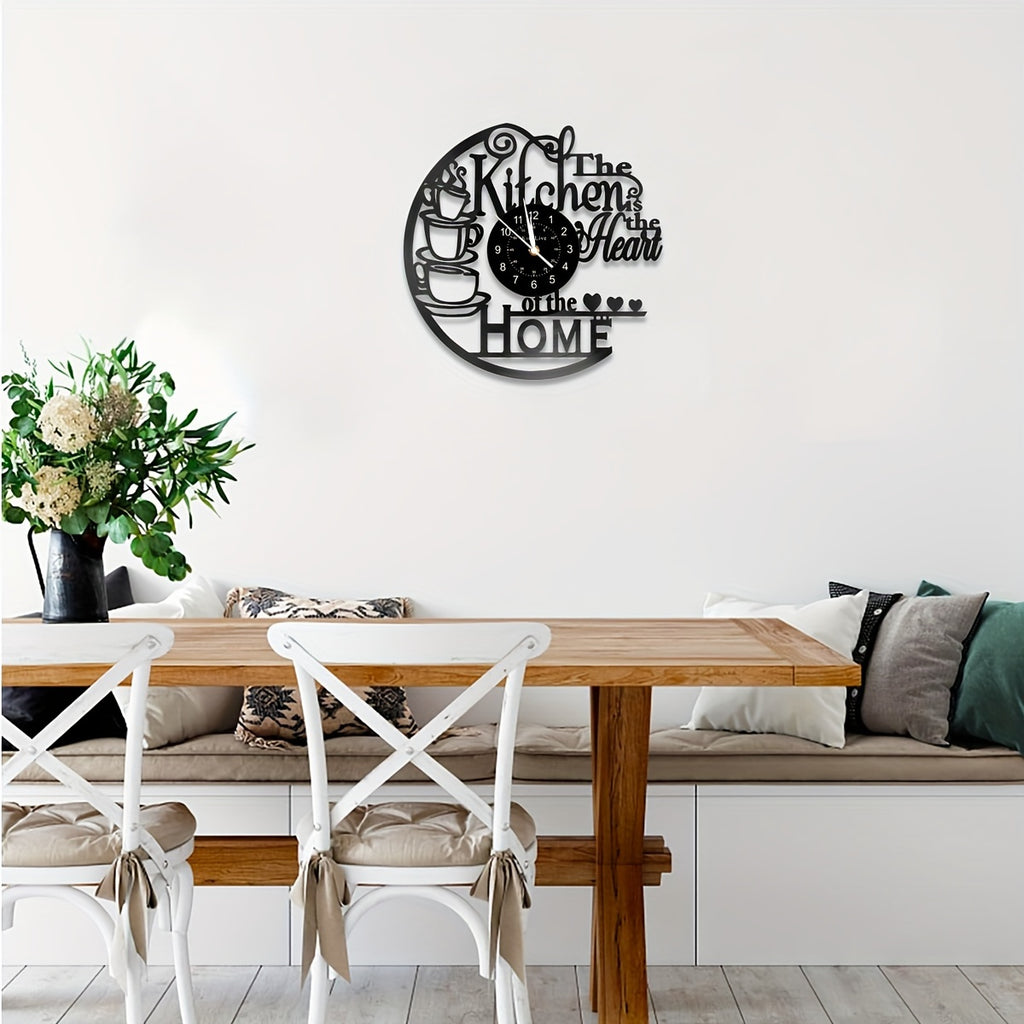 1pc Coffee Vinyl Record Wall Clock, Wall Decoration Art Decoration, Coffee Cup Design Wall Clock - Coffee Clock Silent Home Decoration, Living Room Bedroom Kitchen Bathroom, Christmas Gift/New Year Gift, Special Surprise