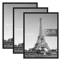 Slide-In Picture Frames 12x16, 3-Pack Plastic Poster and Photo Frames in Black or Gold for Horizontal or Vertical Gallery Wall Displays
