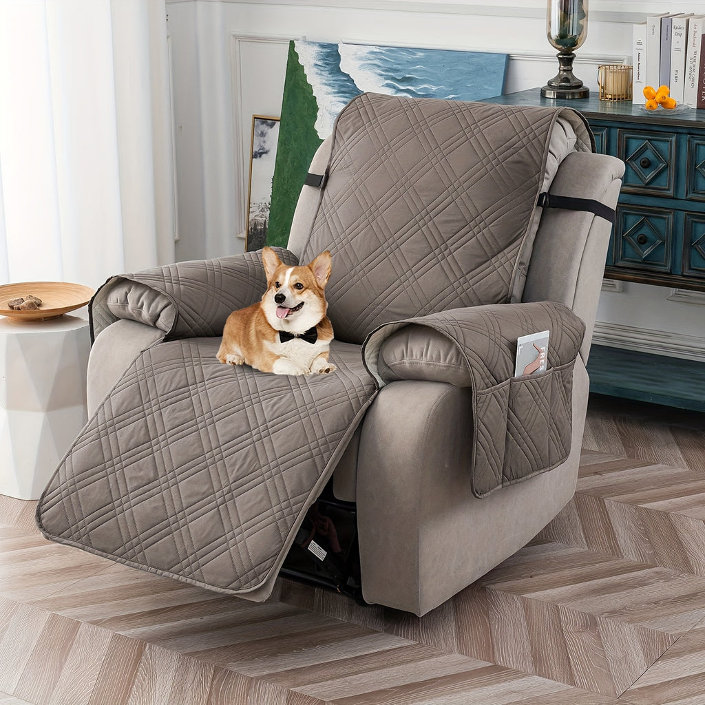 1pc 100% Waterproof Recliner Chair Cover, Non Slip Recliner Covers for Recliner Chair with Pocket, Pet Scratch-Resistant Sofa Slipcover, Washable Furniture Protector, Easy to Install for Living Room, Bedroom, And Study, Halloween Home Decorations