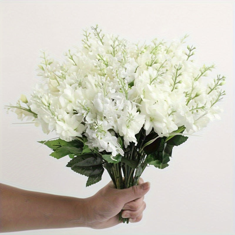35pcs Realistic White Hyacinth Artificial Flower Bouquet - Fade-Resistant & Maintenance-Free Plastic Faux Flowers Suitable for Indoor/Outdoor Weddings, Gardens, Offices - Elegant Low-Maintenance Wedding & Housewarming Gift (No Container)
