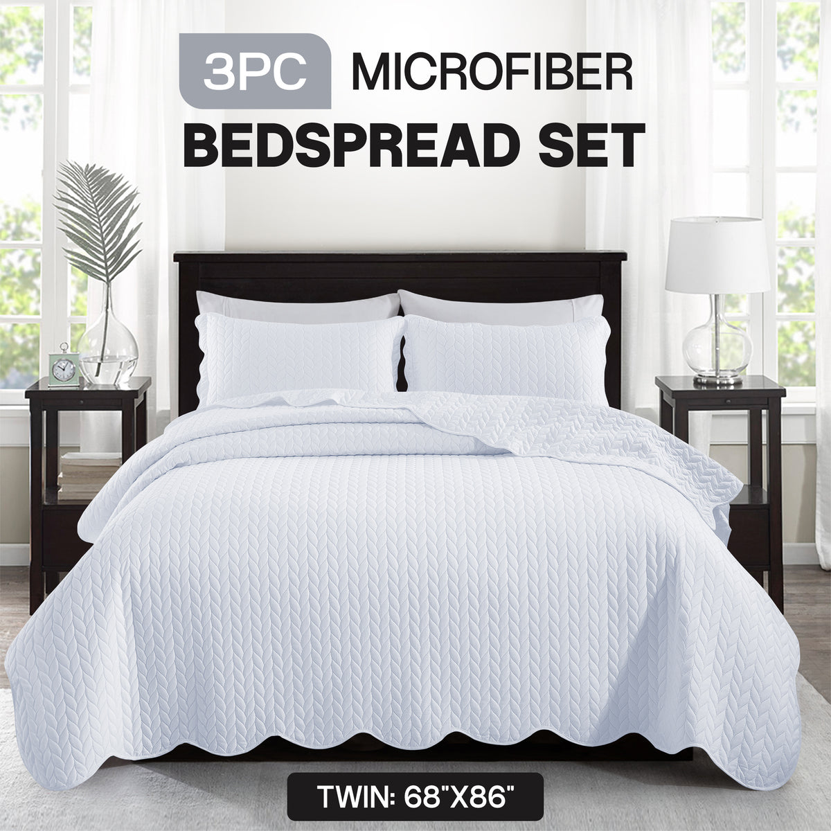 3pcs Bedspread Set Bedspreads with free Pillow Shams - Leaf Pattern Soft & Breathable Bedspread Lightweight Microfiber Bedspread - Modern Style Floral Pattern Coverlet For All Seasons - Christmas Gifts For Family And Friends (1 Bedspread, 1 Or 2 Pillow Sh