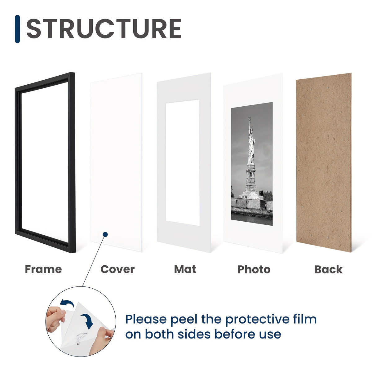 12X18/16X24 Picture Frame, Display Pictures 14X20 with Mat Or 16 X 24 Without Mat, Wall Hanging Poster Frames, Black