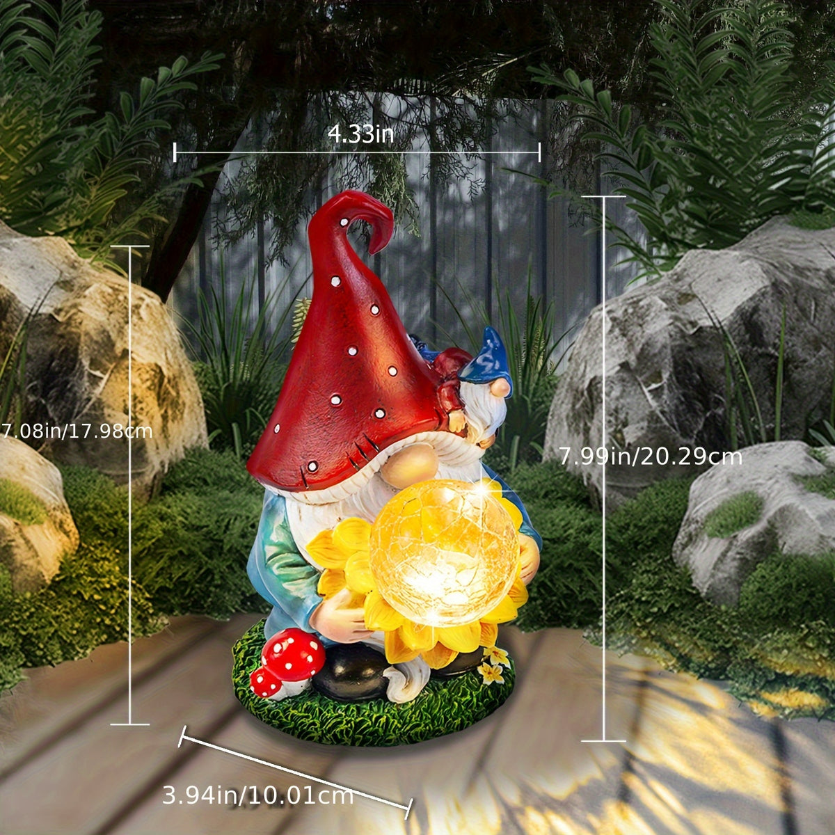 Elf Resin Statue Solar Light, Home Decor Collectible Figurines, Perfect Gift For Mother'S Day, Thanksgiving, Christmas, Perfect For Desks, Decks, Patios, Balconies, Porches, Automatically Lights Up At Night