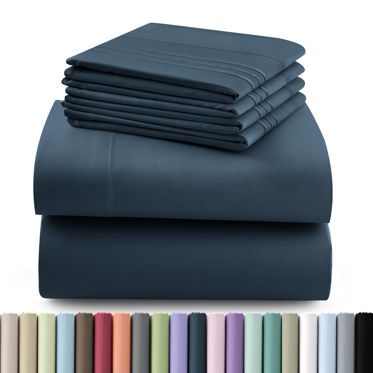 Hannah Bedding Sheet Set - 6 PC Brushed 100% polyester Bed Sheets 16 Inches Deep Pockets - Embroidered & Plain Pillowcases - Hotel Luxury Sheets Bed Set - Soft Bedding Sheets