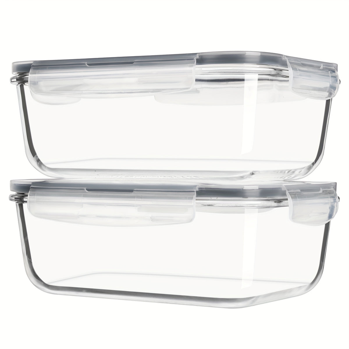 2Pack 1860ml/ 63oz Large Glass Storage Containers With Lids, Baking Container With Snap Airtight Lids For Microwave, Oven, Meal Prep Food Container Set, Leak Proof, For Freezer, Dishwasher