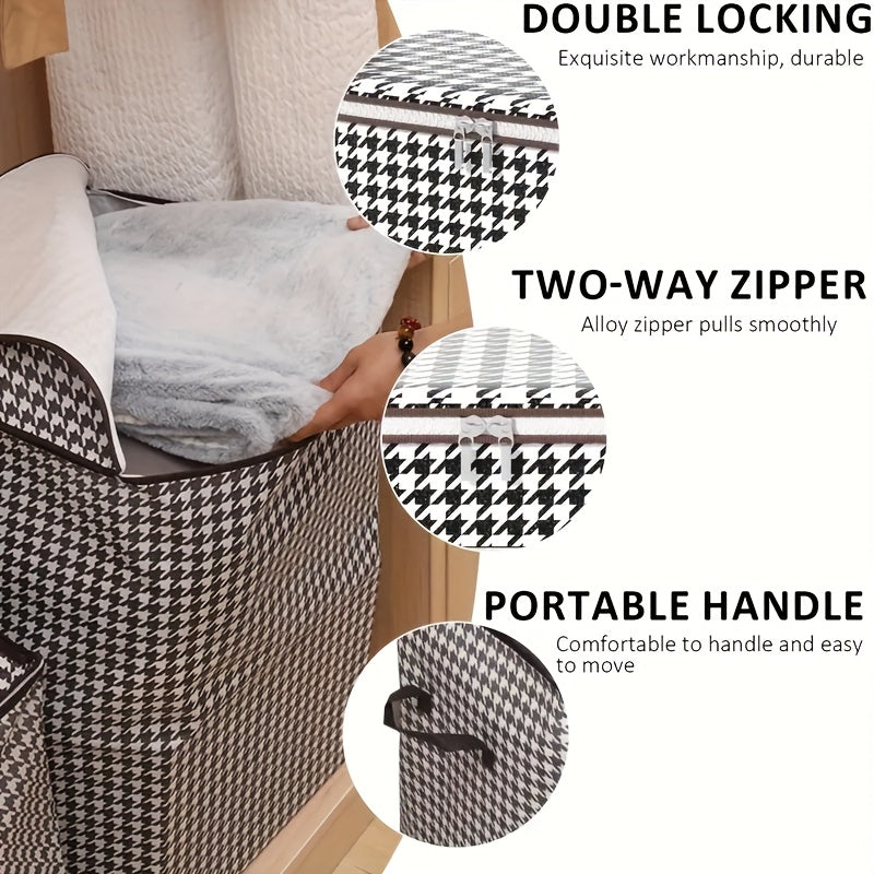 2pcs Oversized 56.37 Gallon Checkered Cloth Thickened Household Storage Box, Large Clothing And Bedding Storage Box, Dust-Proof And Bag, Double Zipper with Handle, Ideal Storage Bag for Moving And Traveling, Can Be Stored Outdoors, Under-Bed Storage