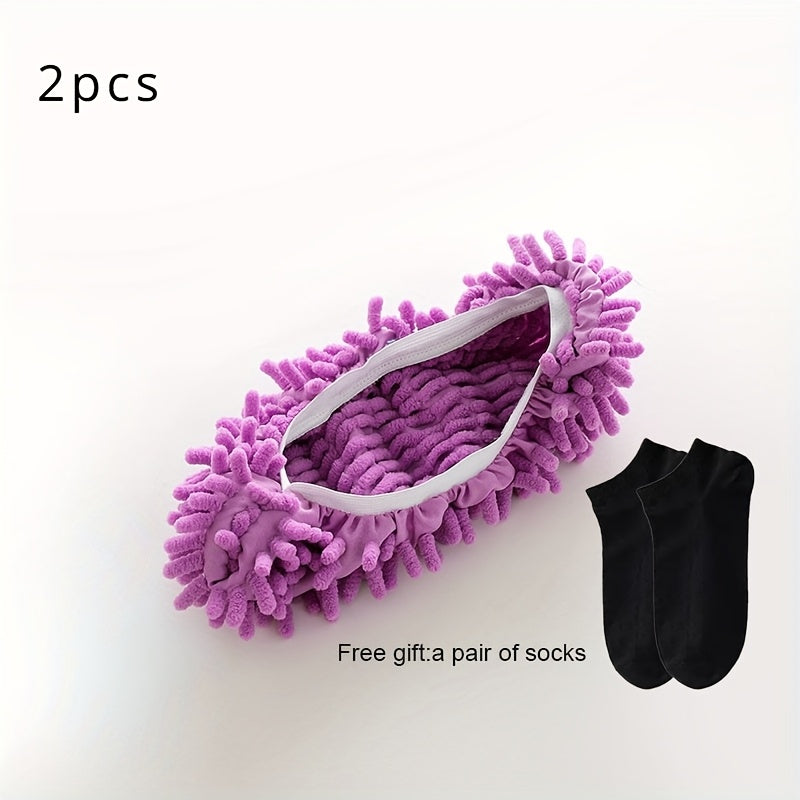 Lazy Mop Slippers Reusable Detachable Washable Chenille Dust Mop Shoes Cover for Floor Cleaning No Electricity Household Cleaning Tool for Living Room Bedroom Halloween Christmas Gifts