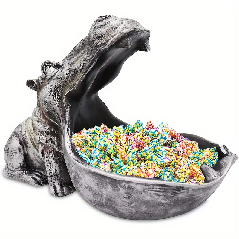 Hippo Statue Home Resin Hippopotamus Figurine Fun Candy Dish, Key Bowl, Big Mouth Sculpture Table Art Decoration Sundries Container Storage Boxes, Halloween And Christmas Decorations