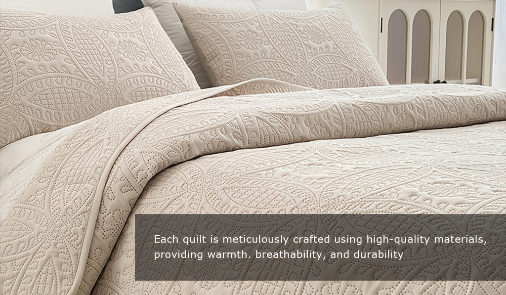 Coin Pattern Quilted Comforter, Lightweight Soft Breathable Single Bedspread in Twin, Full, Full/Queen and King Sizes for All-Season Bedroom Styling