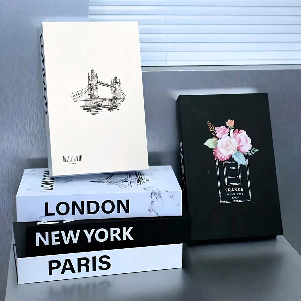 3pcs Luxury Faux Decorative Books - London, New York, Paris - Classic Style, Designer Fake Books for Home Bookshelf & Living Room Fashion Decor, Paper Material, Bookshelf Decor | Classic Style Books | Paper Covered Books, Bookshelf Decorations