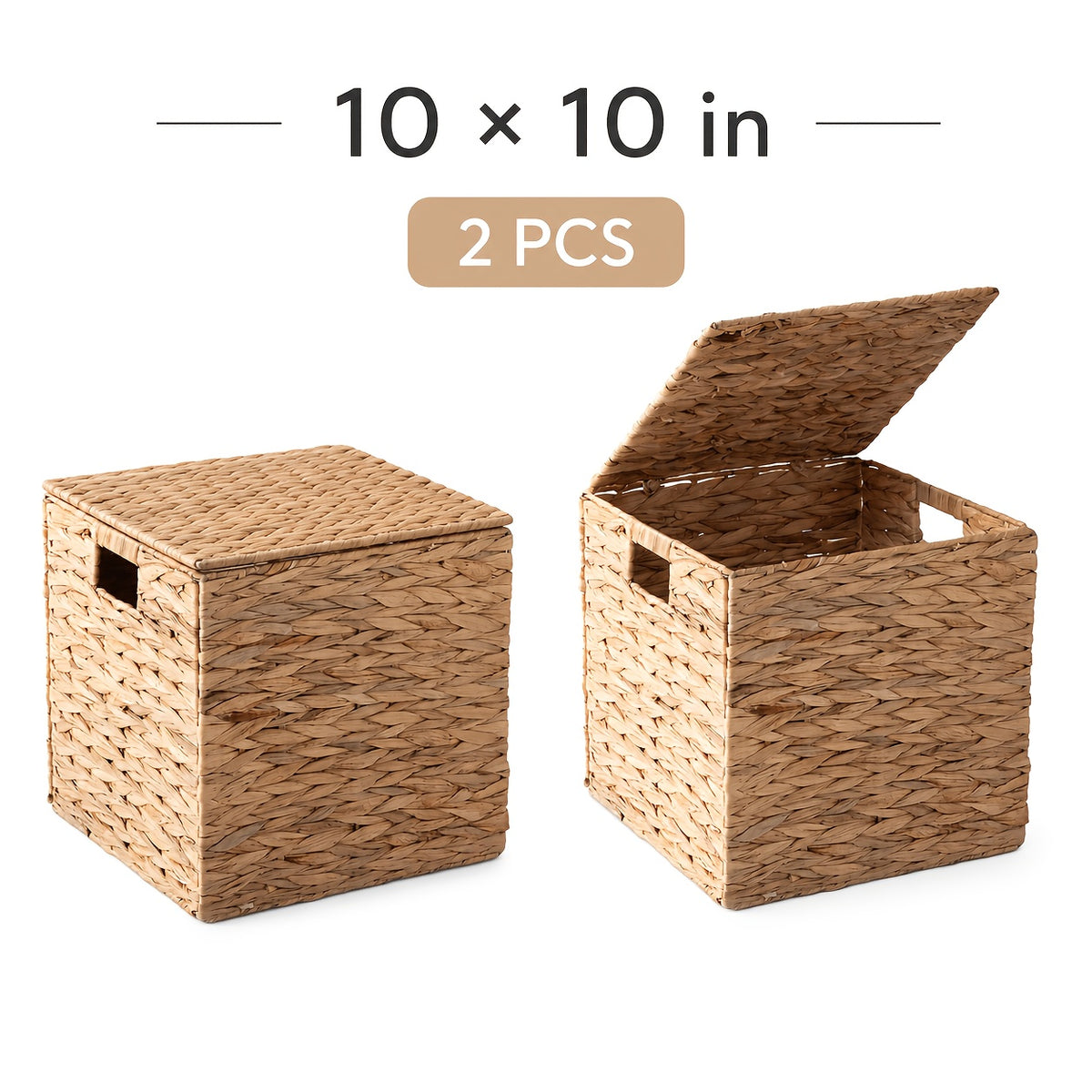 2pcs/4pcs Hyacinth Wicker Baskets Woven Baskets for Storage Baskets for Shelves Water Hyacinth Wicker Storage Basket Square Cub Natural Rattan Basket for Towels, S, Magazines and Kitchen Organizati, Shelf Baskets