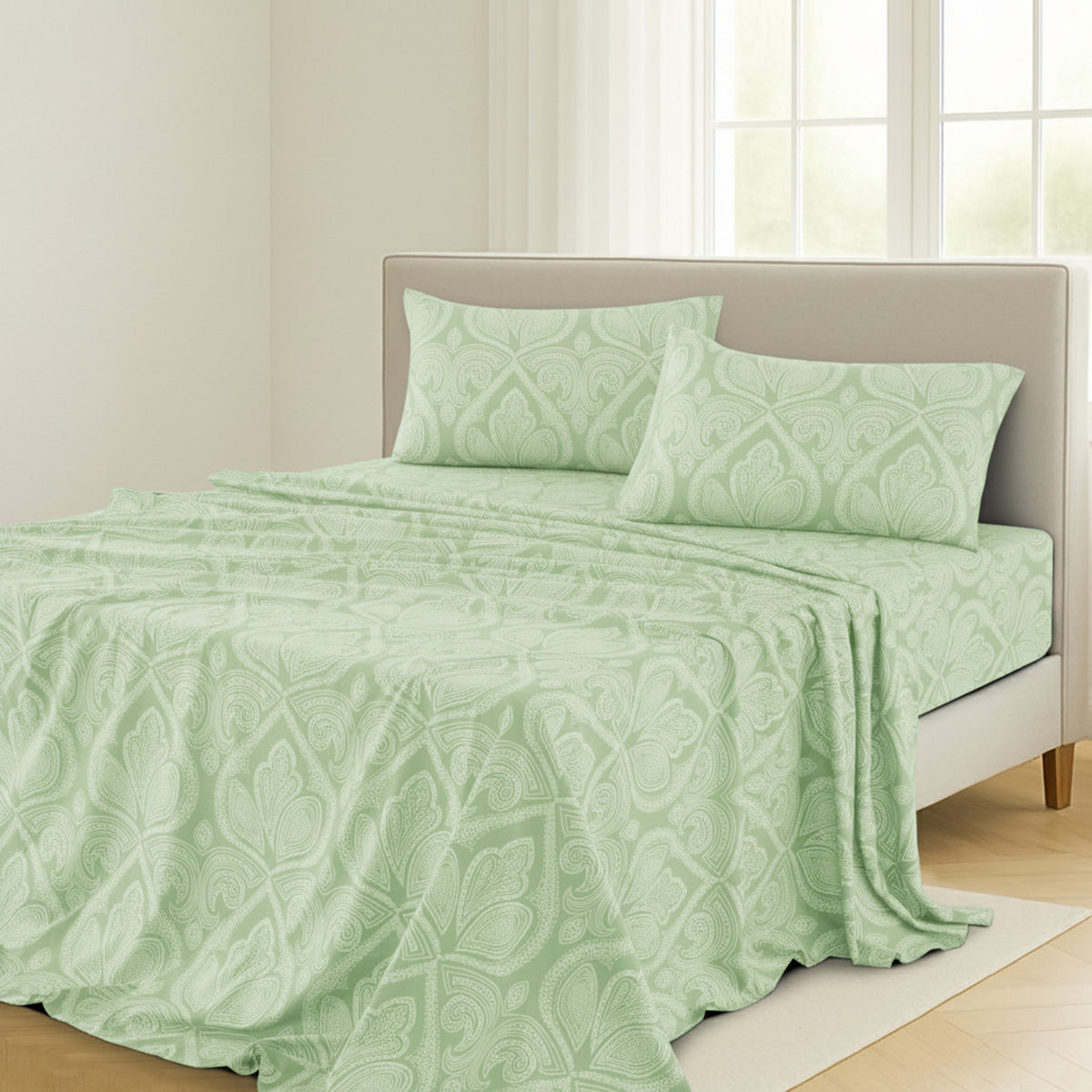 LUX Decor Paisley Bed Sheet Set, 3/4 PCs Soft 100% polyester Wrinkle Free Sheets – Luxurious Printed Bed Sheets with Deep Pocket Fitted Sheet & Pillowcases – Available in 6 Sizes & Multiple Colors