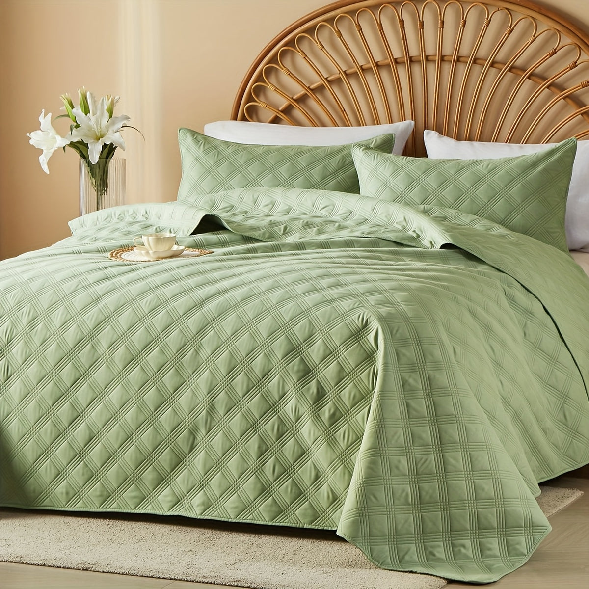 2/3pcs Cooling & Refreshing Summer Quilt Set - Multiple Colors Plus Random Color Available - Lightweight Breathable Microfiber Bedspread - Modern Coin Pattern Coverlet All Season - Holiday Gifts For Family Friends (1 Quilt, 1/2 Pillow Shams)