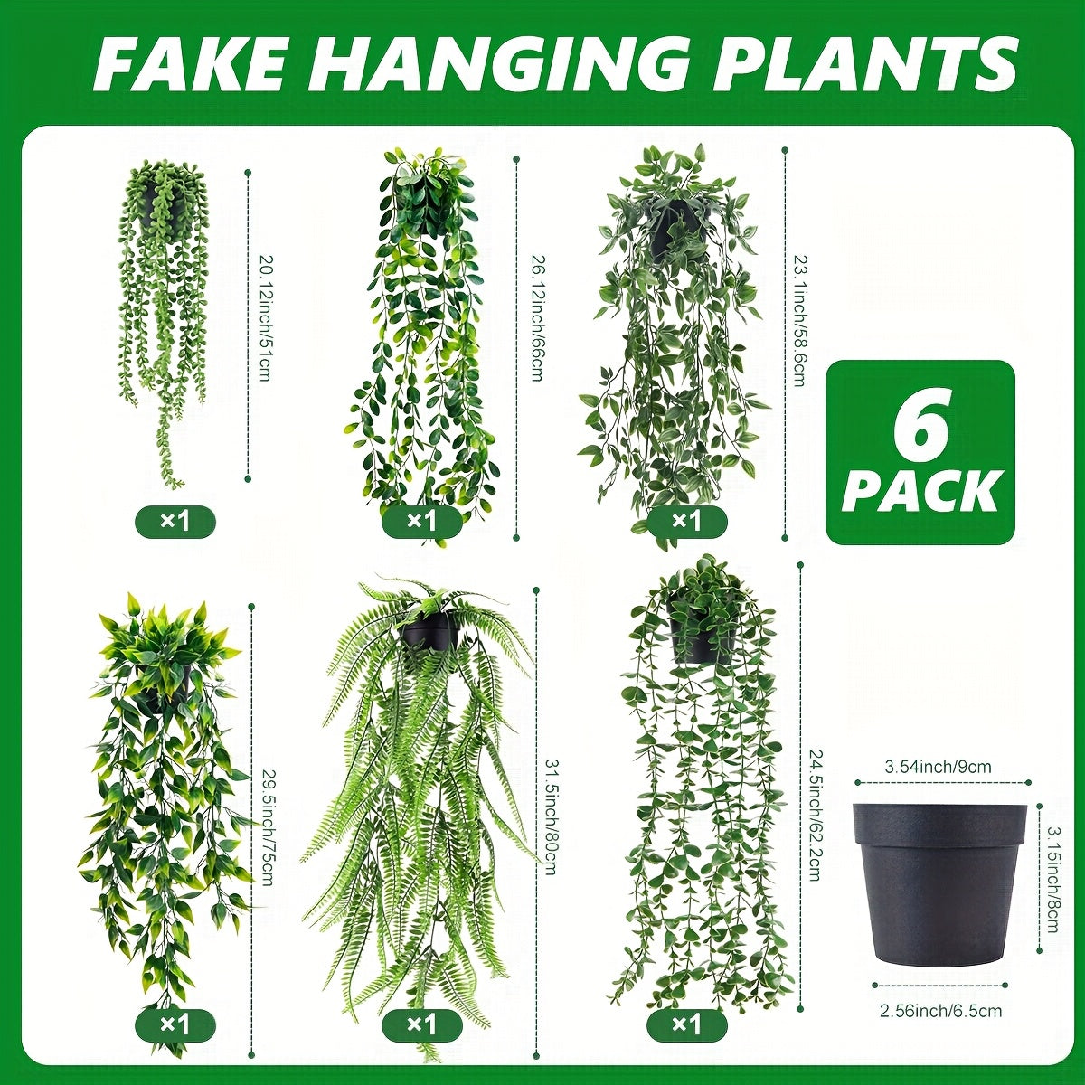 Der Rose 6/8 Packs Fake Plants Hanging Artificial Ivy Vine Faux Eucalyptus Plants In Black Pots For Bathroom Wall Shelf Bookshelf Decor Indoor
