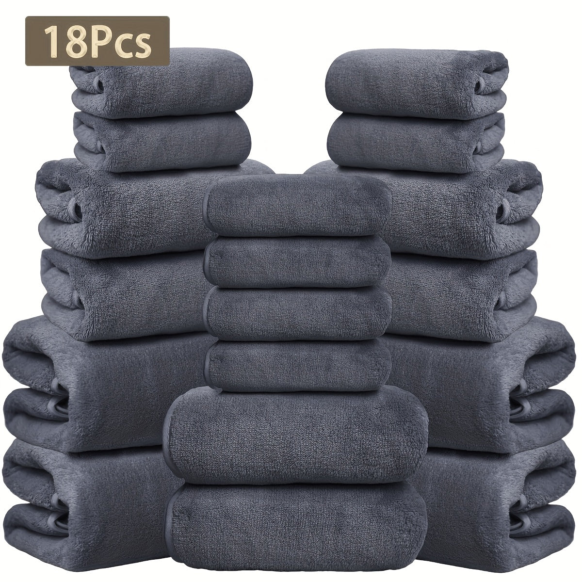 18pcs Coral Velvet Towel Bath Towel Set, 4 Bath Towels, 4 Towels, 10 Square Towels, Suitable for Hotel, Home, Travel, Spa