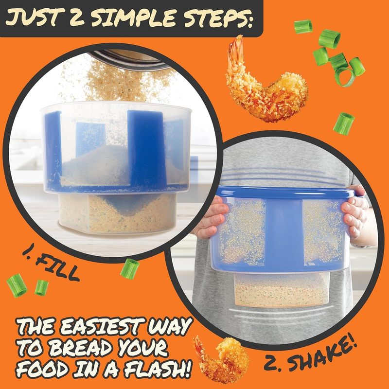 Better Breader Bowl All-in-One Mess-Free Batter Breading Station- Pour in Seasonings Add Meat Fish or Veggies & Shake - Great for Holiday Parties