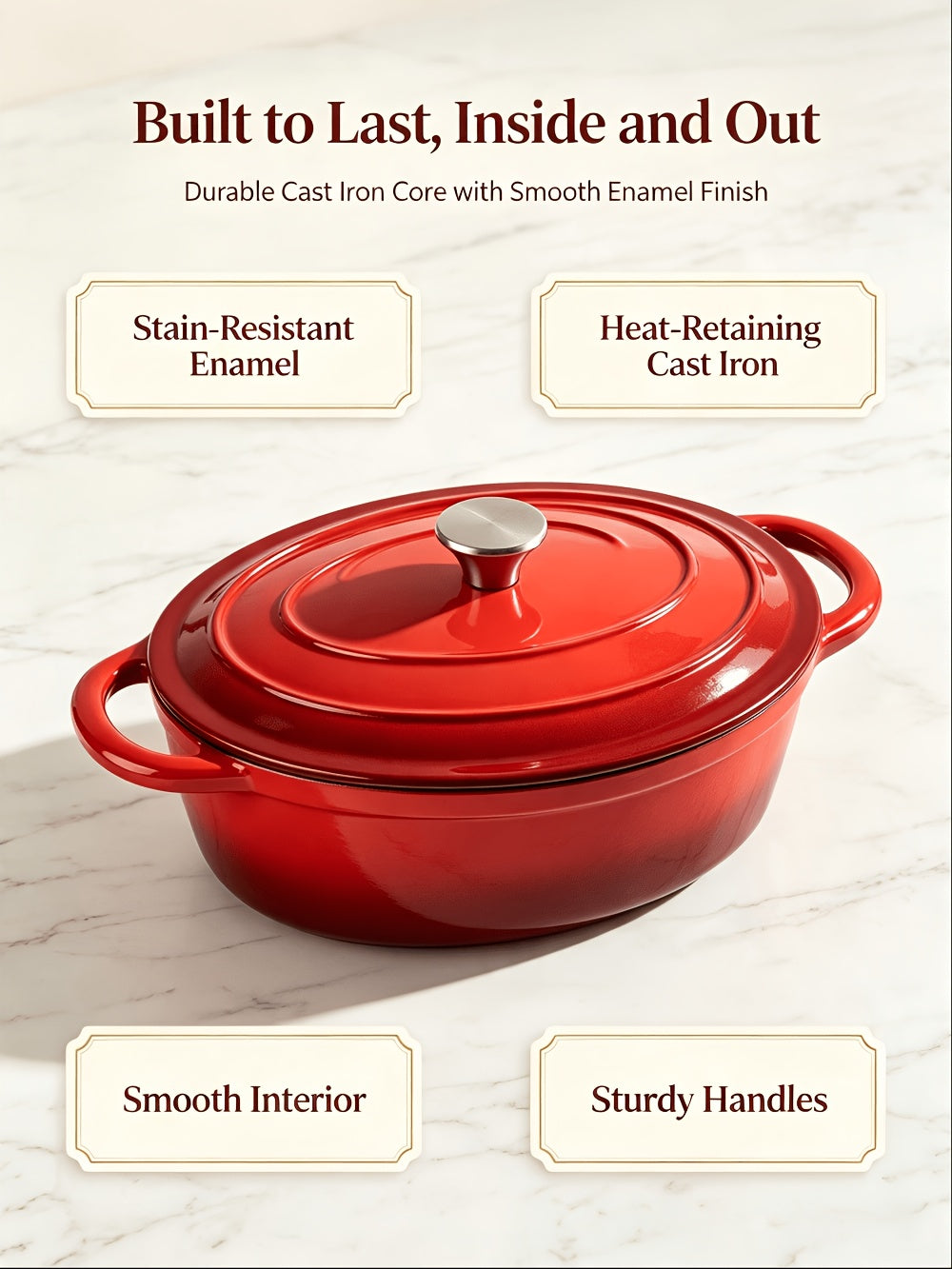 4.5QT Enameled Dutch Oven Pot With Lid, Cast Iron Dutch Oven With Dual Handles For Bread Baking, Cooking, Non-stick Enamel Coated Cookware