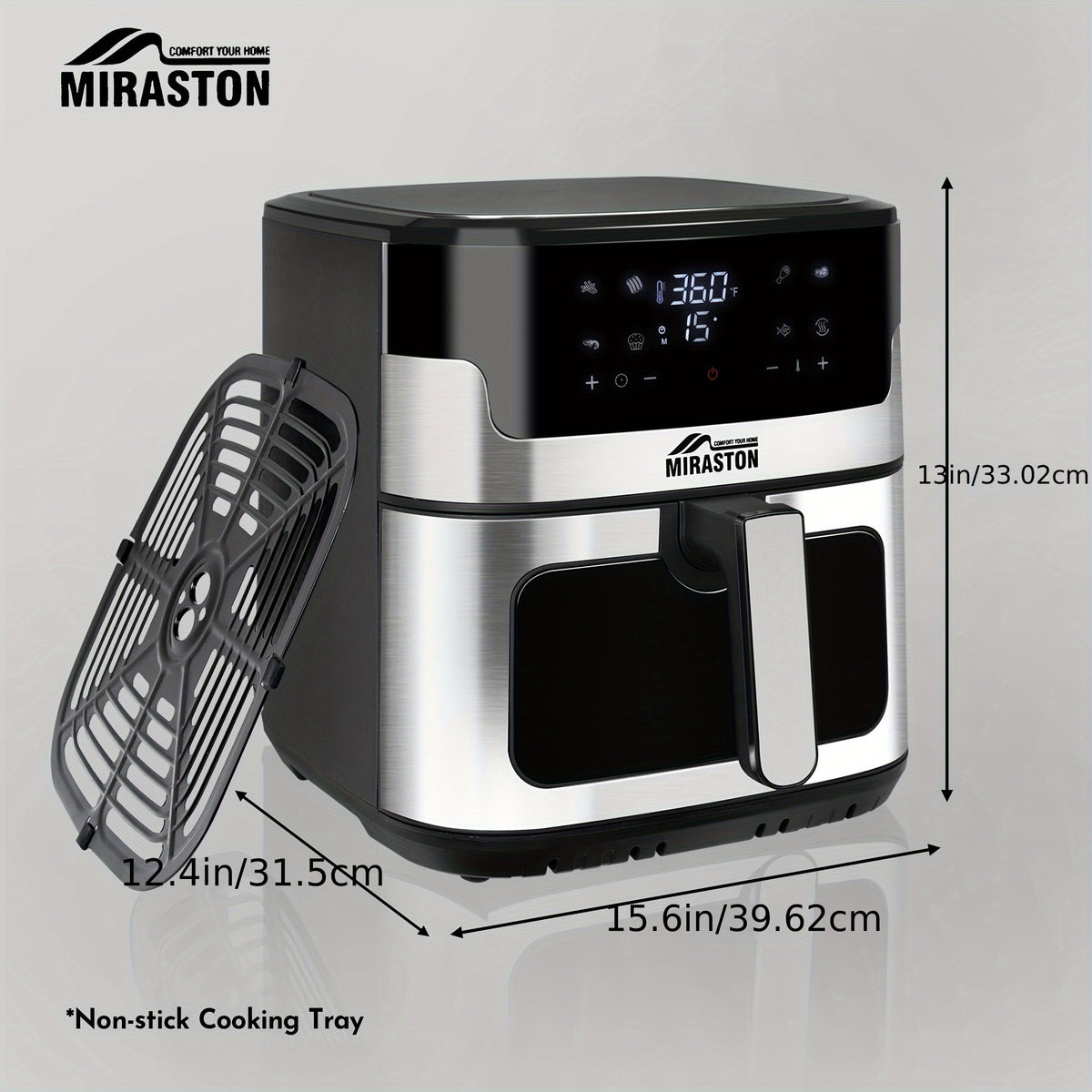 8.5/3.6QT Touch Air Fryer | Upgraded 8-in-1 Basket, Digital Touchscreen Display with 8-Presets, Air Fry, Bake, Roast, Broil in Minutes, Black (Touchscreen Series), YMS Brand, Stainless Steel Basket, 1500W Power, 120V Voltage