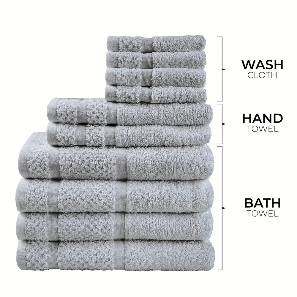 32pcs/16pcs/10pcs Bath Towel Set, 4pcs Bath Towels&2pcs Hand Towels&4pcs Washcloths, Solid Color, Cotton Towel, Absorbent, Quick-drying, Soft And Comfortable, Bathroom Supplies, Towels for Bathroom, Shower And Hotel