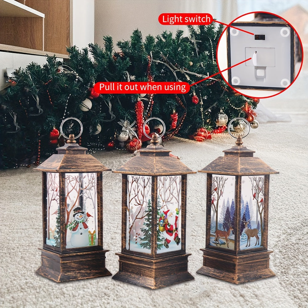 3pcs Christmas Lantern Candlestick Light Nightlight Old Man Snowman Decoration Nightlight Table Decoration Christmas Decorations