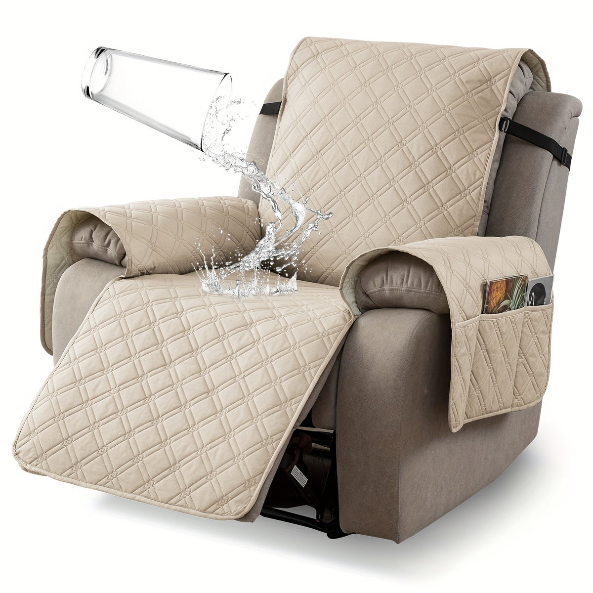 Multi-Functional 23-Inch Recliner Cover with Practical Pockets - Easy to Install, Scratch-Resistant, Machine Washable, Suitable for Outdoor Use And Pet Protection, Easter Decoration