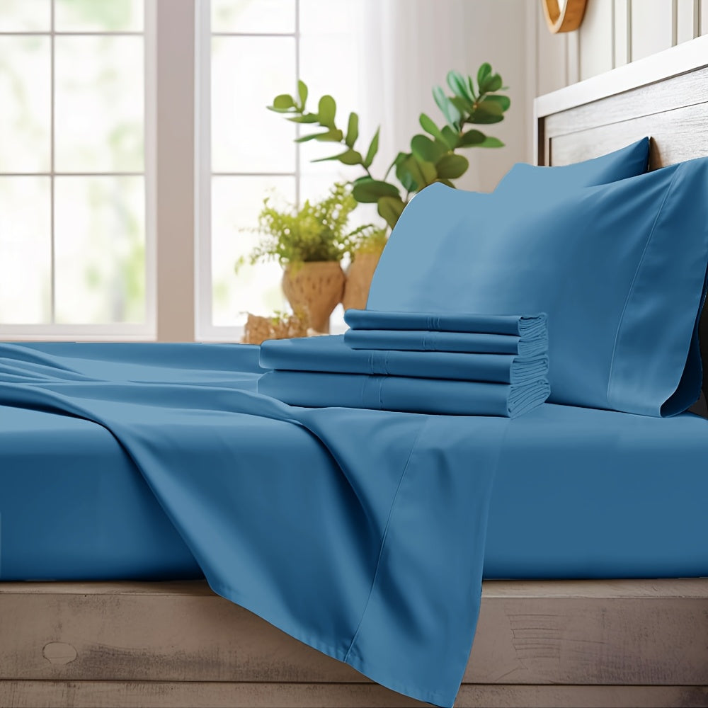 4pcs Bamboo Cooling Bedding - Cooling Bamboo Fiber Fitted Sheet Set, Extra Deep Bamboo Sheet Set- Suitable For Hot Sleepers, Kids, Children Pillowcases, Flat Sheet And Fitted Sheet - A Perfect Gift For Family, Queen And King Sizes, Next Day Delivery