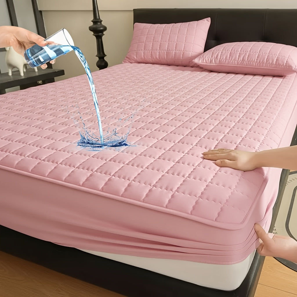 1pc Modern Soft Breathable Waterproof Bed Fitted Sheet - Lightweight, Fitted Mattress Protector For All Beds, Bedding Essentials, Minimalist Design (Excluding Pillowcases)