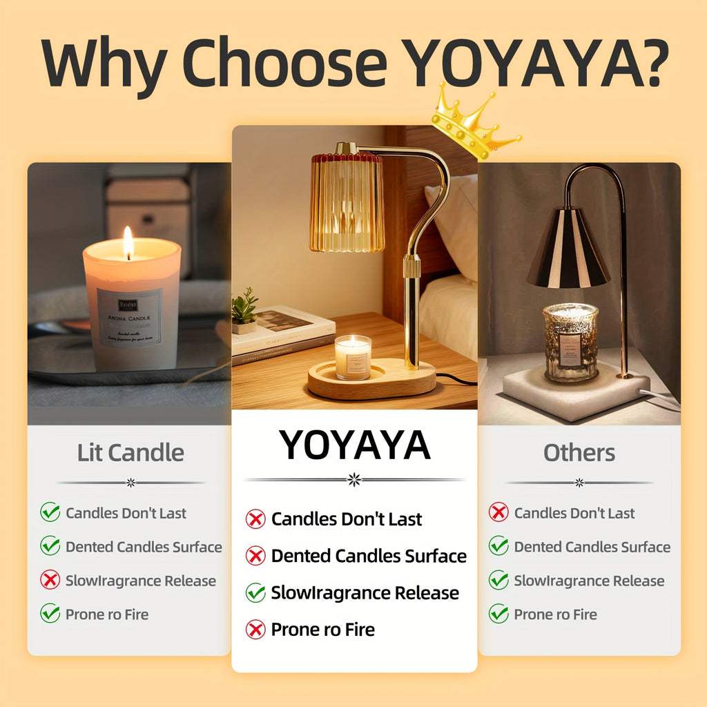 Crystal Lampshade Candle Warmer, Candle Melting Lamp, Lamp with Timer, Height Adjustable, Light Adjustable Heater for Canned Candles, Perfect Birthday Gift for Women, Mother's Day Gift, Suitable for Bedrooms, Living Rooms.No Bulbs Included.