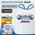 13 Gallon Kitchen Trash Bags in Boxed Multi-Count Packs, Heavy-Duty Plastic Garbage Can Liners for Household Cleanup with Drawstring and Clear Options