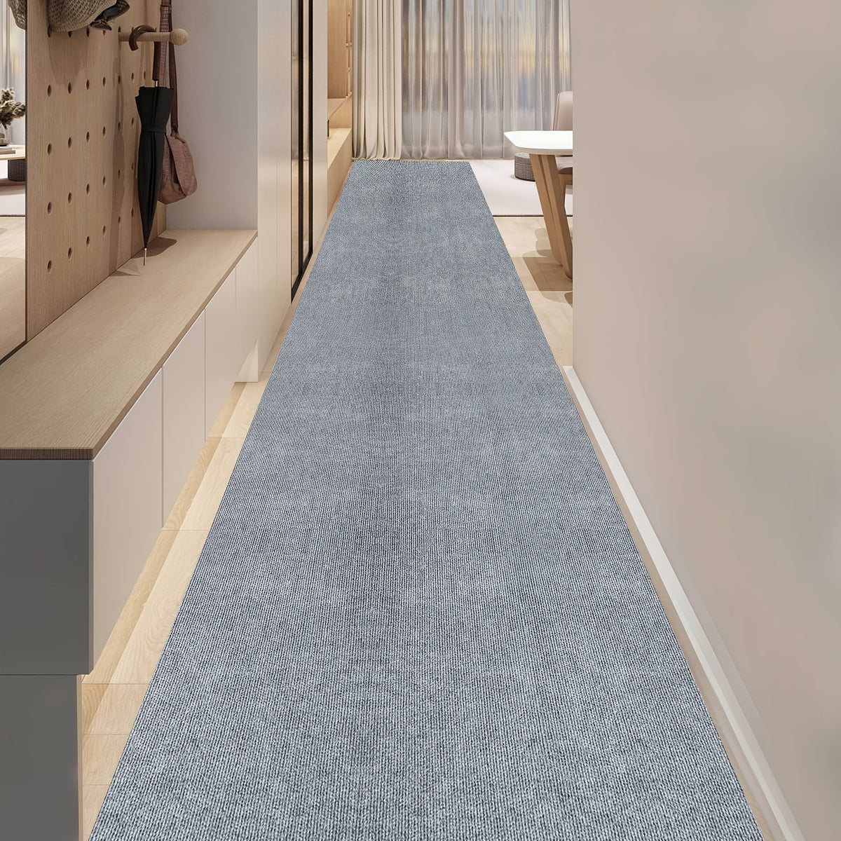 Durable Non-Slip Striped Runner Rug for Indoor/Outdoor Use - for Hallway, Kitchen, Living Room, Garage, Patio, Thickness 0.18 Inch(4.5mm), Adsorption, Non-slip, High Quality, Soundproof, Noise Protection, Floor Decorative, Washable Area Mat
