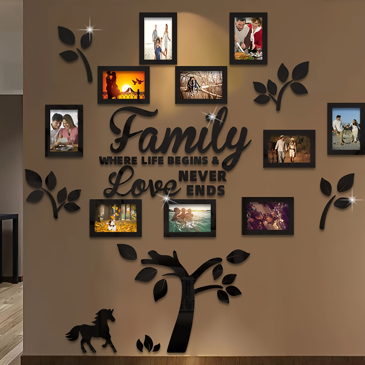 [Christmas Halloween] Set of 3D Acrylic Photo Frame Wall Decorations With Poster Templates - Self-Adhesive DIY Photo Collage Gallery for Family, Family Tree, Wedding, New Year, Christmas, Back to School, Anniversary for Halloween&Christmas