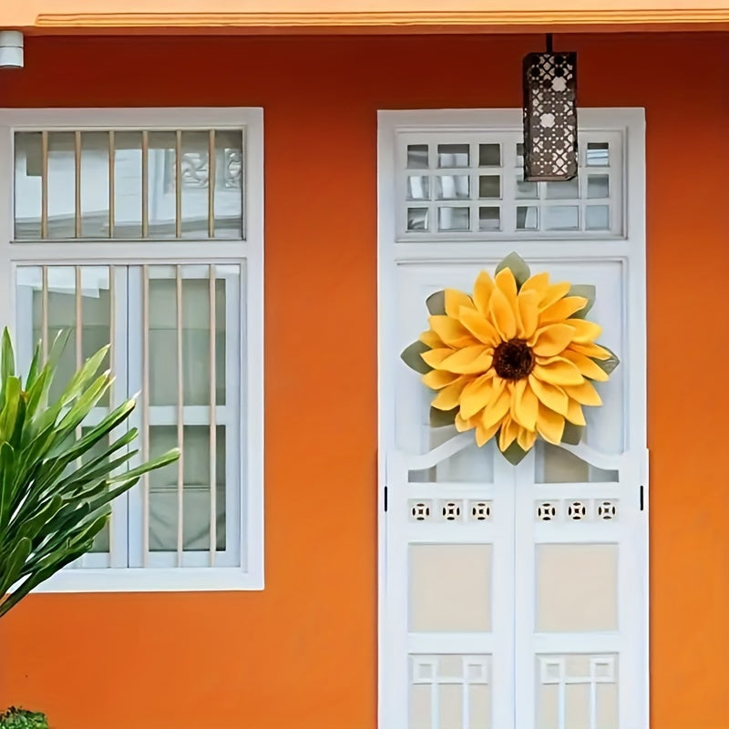 Sunflower Wreath Seasonal Decor, Door Wall Hanging Wreath, for Indoor Outdoor Home Office Wall, Wedding Festival Thanksgiving Day Decoration