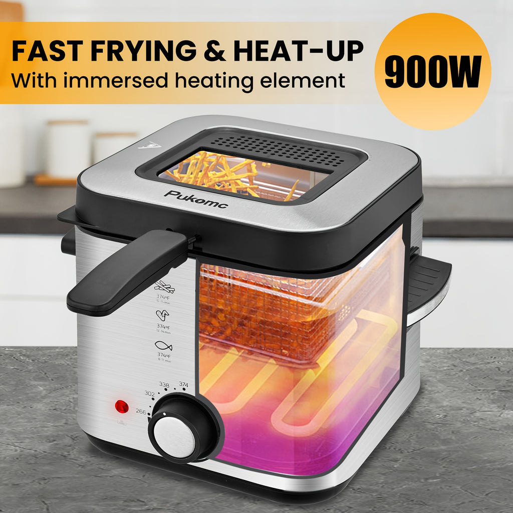 SUSTEAS Household Deep Fryer, Large Capacity Oil Fryer with 5 Sizes, Adjustable Temperature Control, Easy-to-Clean Pot, Made Of Stainless Steel, Local Warehouse, Compact And Durable Design, Stylish Cooking Appliance & Essential Kitchen Tool.
