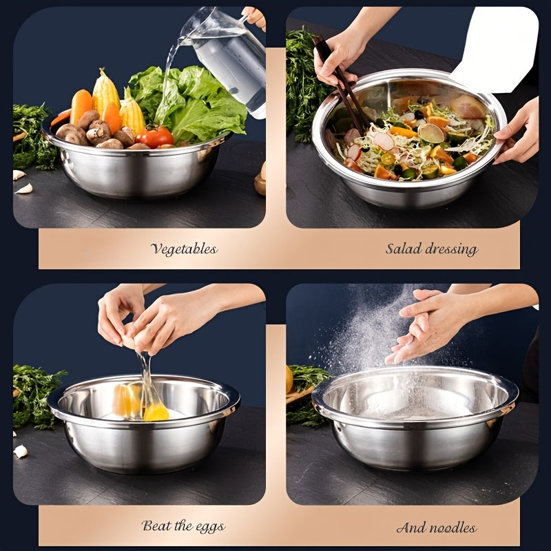 40cm/15.74" & 36cm/14.2" Extra Large Stainless Steel Mixing Bowls Heavy-Duty Deep Prep Basin For Cooking, Baking, Salad Dough | Rustproof, Dishwasher Safe Kitchen Essentials