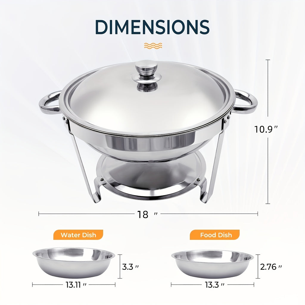 6/9 QT Chafing Dishes for Buffet 1/2/4 Pack, Round Chafing Dish Buffet Set, High Grade Stainless Steel Buffet Food Warmers Sets for Catering Events Parties Dinners with Complete Set, Golden And Silver, solely for Cooking