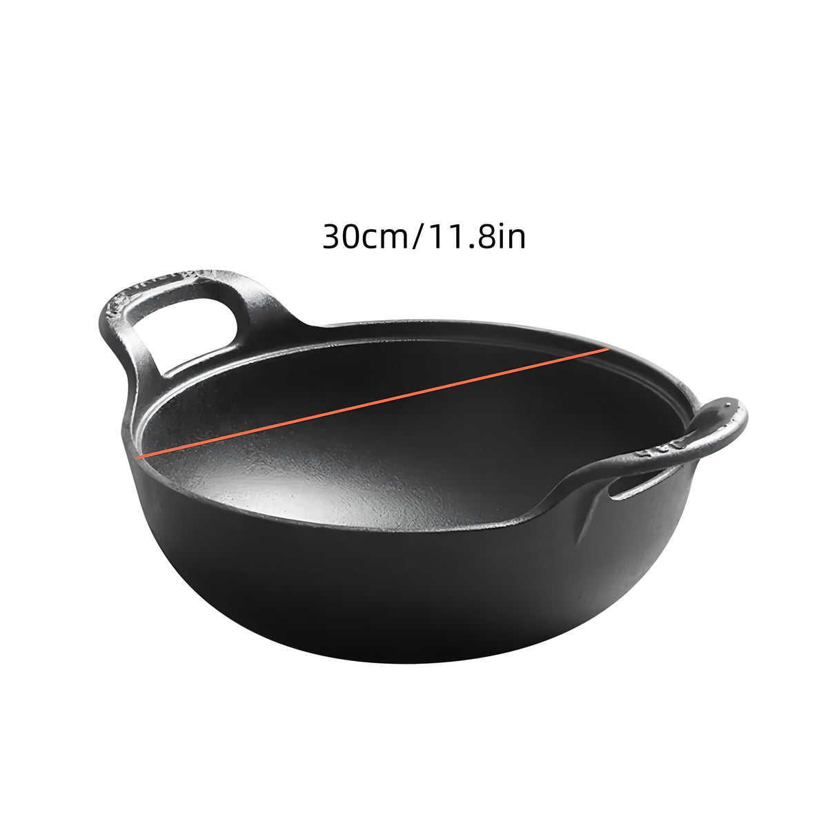 5 Sizes Cast Iron Wok, 7.87/ 9.84/ 10.62/ 11.81/ 12.59in Heavy-Duty Cast Iron Skillet, Traditional Uncoated Deep Stir-Fry Pan, Multi-functional Kitchen Cookware, Durable Cooking Pot with Dual Handles, Grilling Steaks & Baking, Ideal for Home, Outdoor
