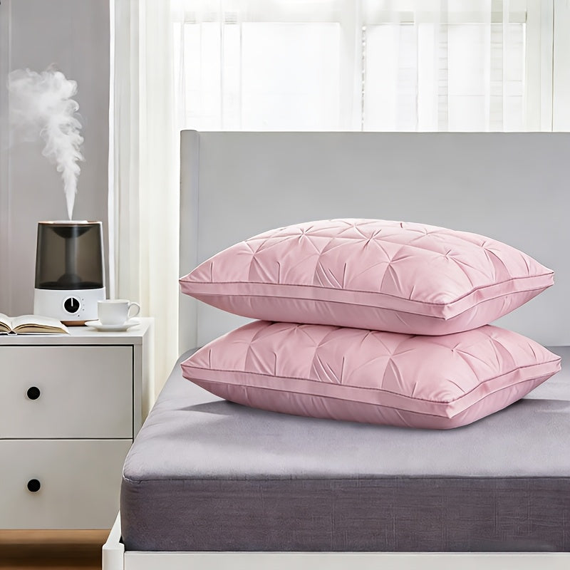 2 Luxury Hotel Quality Pillows | Deep Sleep Neck Support, All-Season, Non-Sinking High Pillow Core, Hypoallergenic Polyester, Modern Design With Soft Satin Cover, Cooling And Neck Pillow, Ideal Gift