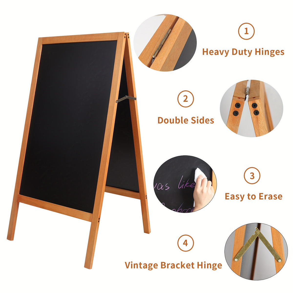 Double-sided Drawing Painting Board Magnet Wooden Standing Writing Blackboard A-Frame Chalkboard Restaurant Menu Display Sign for Coffee Shop Use Christmas Gift, 39 X20in Furniture for Home Free Shipping