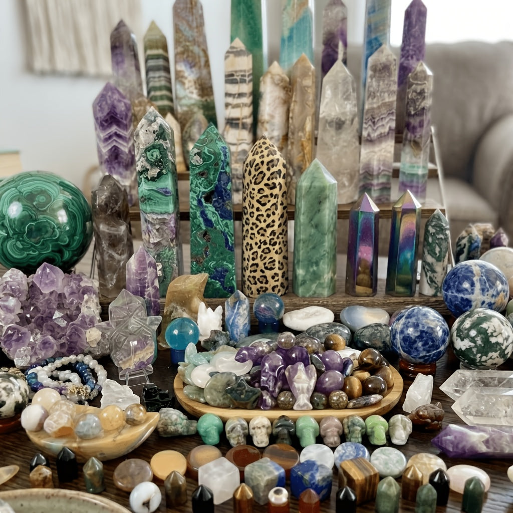 1Lb/2Lbs/4Lbs/6Lbs Mixed Crystal Stone Stunning Random Gift Box Yoga Meditation Office with Mixed Crystal Ball Tower Palm Stone Specimen Home Decor Gifts