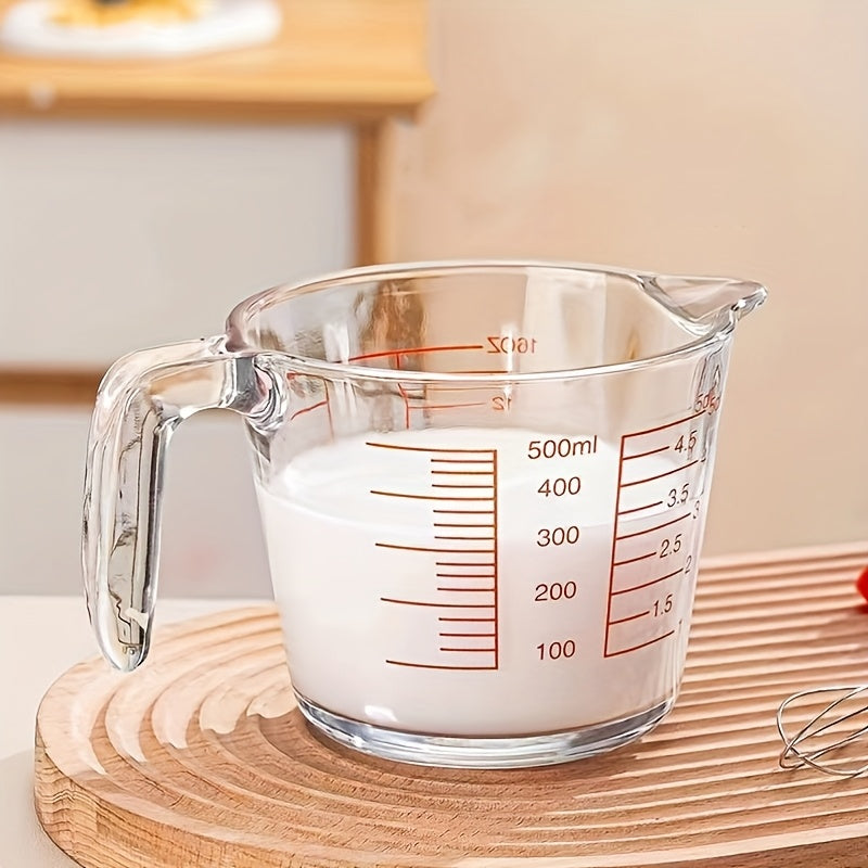 3/1 PCS [Glass Measuring Cup] Microwave Safe, High Temperature Resistant Glass Measuring Cup with Scale And Handle | Suitable for Baking, Cooking, And Kitchen Use | Perfect for Bakery Shops During The Holidays