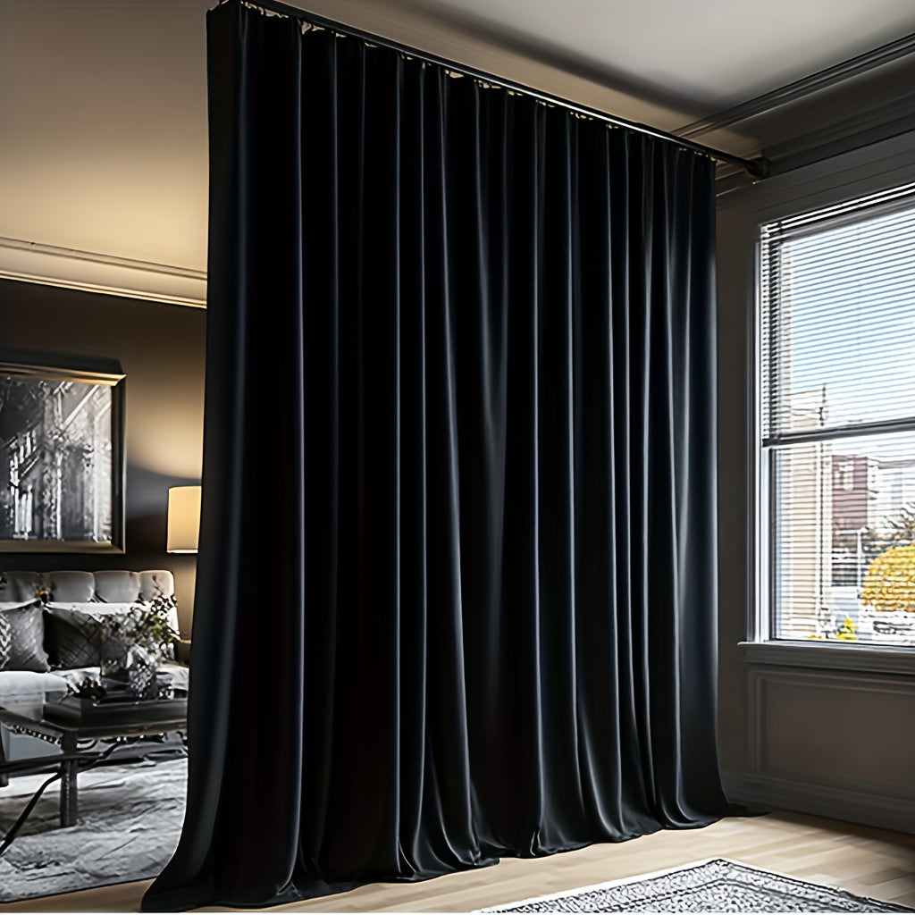 1-Panel Modern Blackout Room Divider Curtain Panel Suitable for Ceiling Track/Rod Pocket Mount, Panel with Hooks, Blocking Floor/Wall Curtain for Doors, Machine Washable for Bedroom/