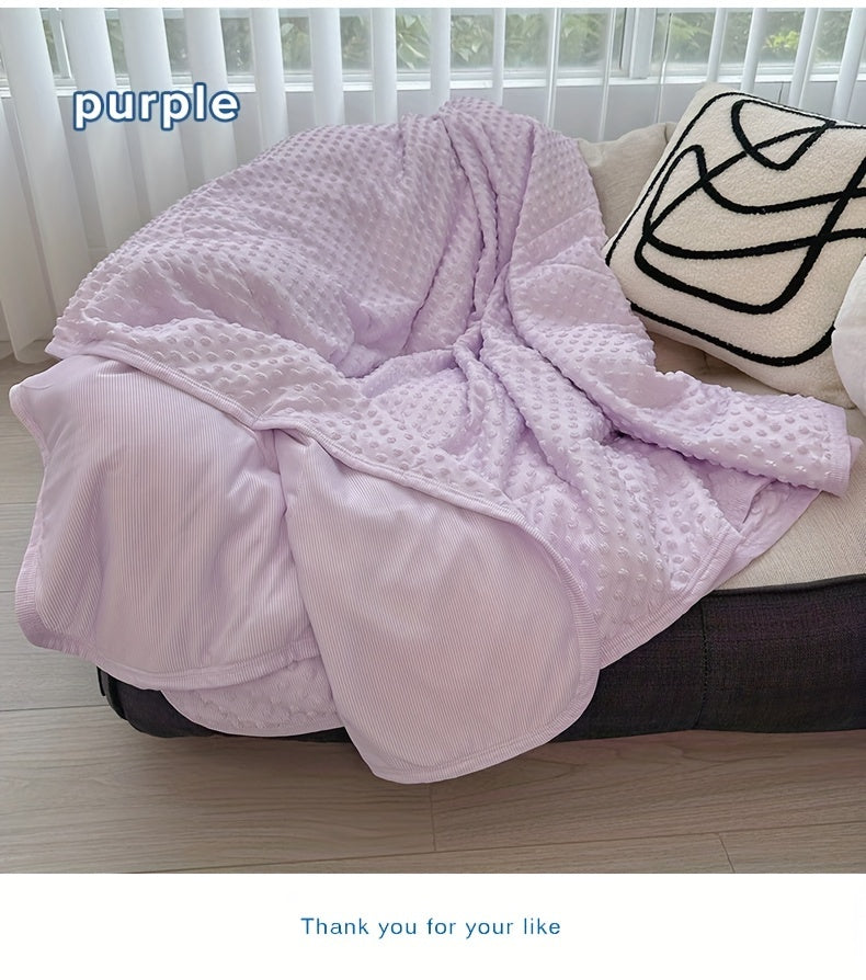 Emotional Cooling Blanket for Relaxation - Soundwave technology Embossed Striped Design with Ball Accents, 100% Polyester Breathable Lightweight Summer Throw, Machine Washable Wrinkle-Resistant Multi-Use Blanket & Shawl in White & Grey, Comfortable Shawl,