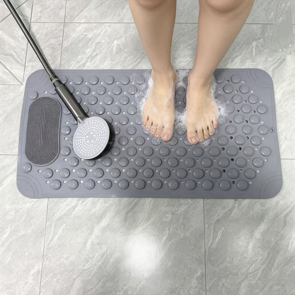 Non-Slip PVC Bath with Massage Buttons- Light& Multi-Color Polka Pattern, Rectangular Shower and Bathroom Safety, 0.35inch Thick, Durable PVC Material, Bath Accessories